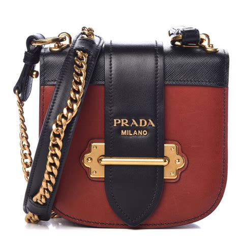 PRADA City Calf Saffiano Pionniere Bag Cotto Black